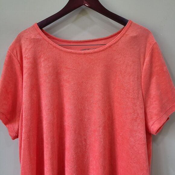 Comfort Code Cuddl Duds Womens Pajama Short Set Size 2X Coral Pink Terry Cloth - Picture 2 of 14